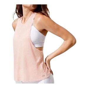 ALO Distressed Waffle Light Pink Tank S